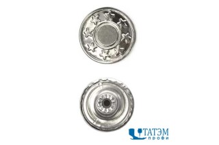 Пуговица джинсовая 17 мм "8 звезд" антик, никель, черный никель, упак. 1000 шт