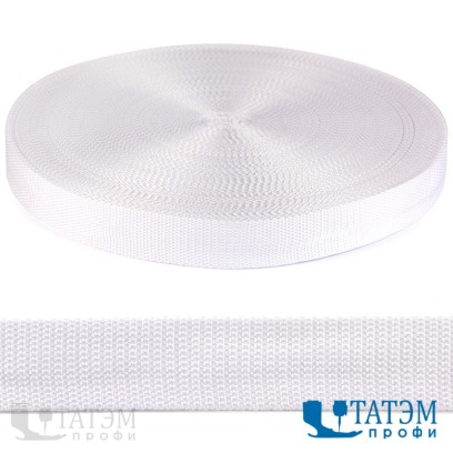 Лента ременная (стропа) 30 мм белая, рулон 50 м, КНР