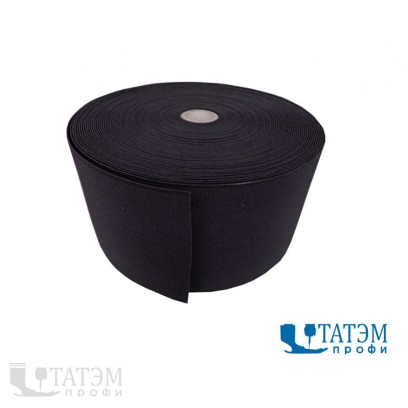 Резинка 100 мм, вязаная, рулон 50 м, черная