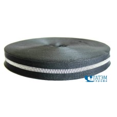 Лента репсовая декоративная 25 мм, арт. 90292, чёрный с серебром, уп. 50 м