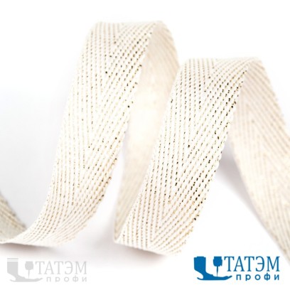 Лента киперная металлизированная 13 мм, белый с золотом, уп. 50 м