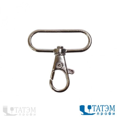Карабин для сумок 38 мм, никель, темн.никель, оксид, арт. KS-130, упак. 100 шт