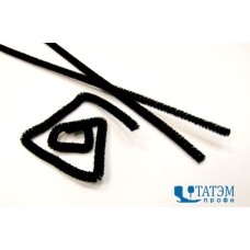 Проволока для плетения с ворсом (синель/шенил) 0,6 х 30 см, арт. А 026 черный, уп. 100 шт