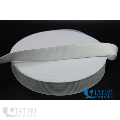 Резинка 30 мм, вязаная, арт. 0030, рулон 50 м, белая