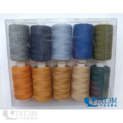 Нитки п/э 20/3 джинсовые (катушка 220 м) ассорти (по 10 штук)