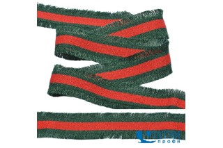 Тесьма с бахромой тканая 30 мм, арт. TBYF06, красный/зеленый уп. 13,71 м