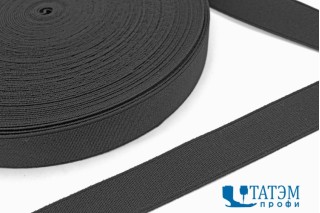 Резинка 30 мм, помочная, 29 г/м2, черная, рулон 20 м, КНР