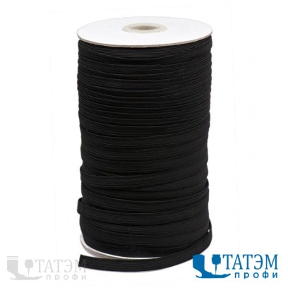 Резинка 10 мм тканая, черная, катушка 100 м, КНР