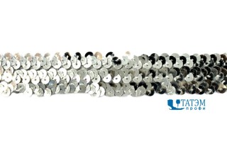 Тесьма отделочная эластичная 28 мм, арт. 9545 (9114) серебро, уп. 15 ярд