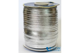 Косая бейка 15 мм декор иск. кожа, серебро, упак 45 м