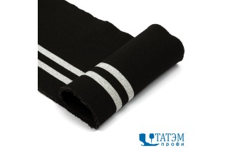 Подвяз трикотажный, арт. TBY.MP04, черный с серебряными полосами, 1 м х 13 см (1 шт - 1 м)