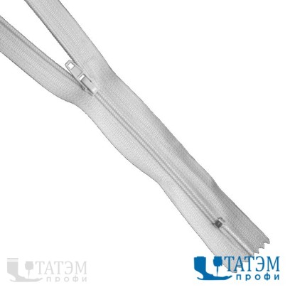 Молния спираль юбочная Т-3, 50 см, белая, 10 г/м, КНР