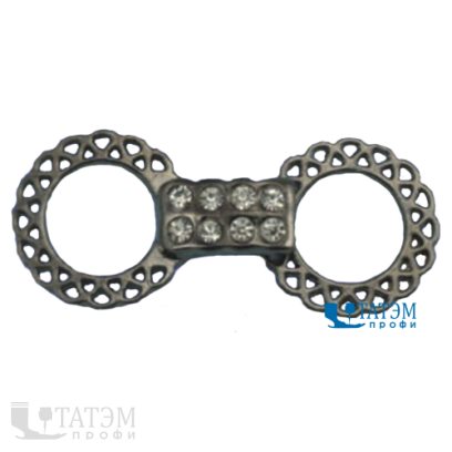 Украшение 52 х 30 мм, оксид (т. никель) со стразами, арт. HP 7110, уп 10 шт