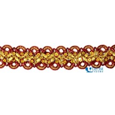 Тесьма отделочная 37 мм, арт.13-3546, золото/красный, уп. 15 ярд