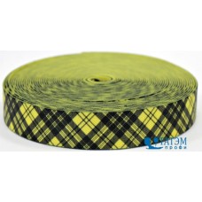 Лента эластичная декоративная (резинка) 28 мм ромб черно-жёлтый, уп. 10 м