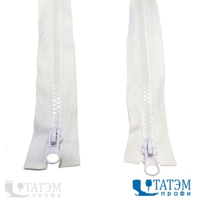 Молния трактор Т-5, 2 бегунка, 85 см, белая (22,4 г/м)