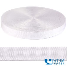 Лента ременная (стропа) 25 мм, белая, рулон 50 м, КНР