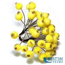 Ягоды декор. 1,2 см на проволоке 2-х сторон. в изморози желтый, уп. 200 шт