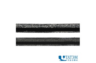 Лента бархатная 10 мм, арт. TBY.LB10SLV.04 нейлон, черный-серебро, уп. 30 м