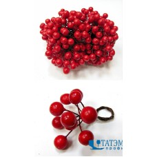Ягоды декор.  1,2 см на проволоке 2-х сторон. красный, уп. 200 шт