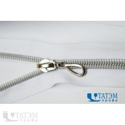 Молния декоративная спираль Т-7, 1 замок, 70 см, silver, КНР