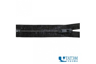 Молния декоративная Т-7 70 см черный, водонепрониц. зв. серебро