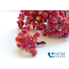 Ягоды декор. 1,2 см на проволоке 2-х сторон. в изморози красно-желтый, уп. 200 шт