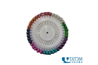 Булавки на пластине 38 мм, диам. 0,6 мм (40 шт) "капелька" цветные