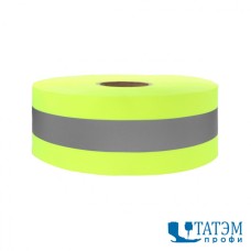 Лента 50х20мм светоотраж. к/с 280 на тесьме оксфорд неон.желт./серый (50 м)