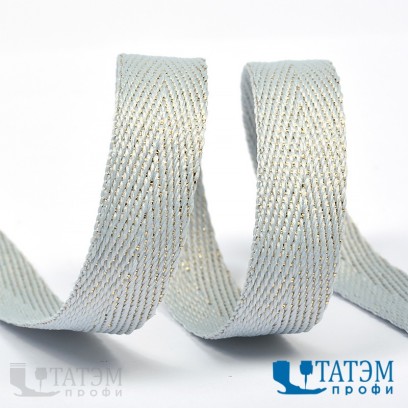 Лента киперная металлизированная 13 мм, св.серый с золотом, уп. 50 м
