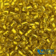 Бисер прозрачный 450 г, желтый (с посеребренным отверстием)