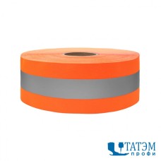 Лента 50х20мм светоотраж. к/с 280 на тесьме оксфорд неон.оранж./серый (по 50 м)