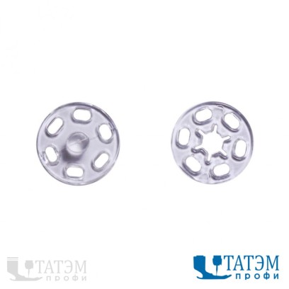 Кнопка 15 мм потайная пришивная пластмас. прозрачная, упак. 1000 шт