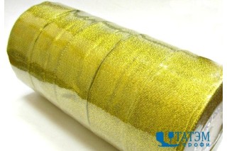 Лента декор.металлизированная (люрекс) 40 мм, золото, уп. 125 ярд: 5 рул по 25 ярд