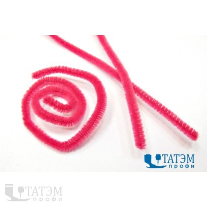 Проволока для плетения с ворсом (синель/шенил) 0,6 х 30 см, арт. А 02 малиновый, уп. 100 шт