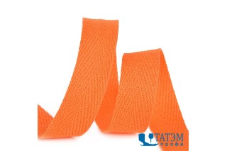 Лента киперная 10 мм хлопок 2,5 г/см, арт.TBY.CT10157, цв.F157 оранжевый, уп. 50 м