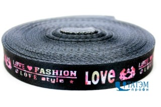 Лента лампасная декоративная 25 мм, арт.А 85-112, Love fashion черный, уп. 25 ярд