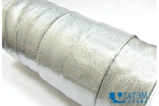 Лента декор.металлизированная (люрекс) 40 мм, серебро, уп. 125 ярд: 5 рул по 25 ярд