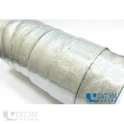 Лента декор.металлизированная (люрекс) 40 мм, серебро, уп. 125 ярд: 5 рул по 25 ярд