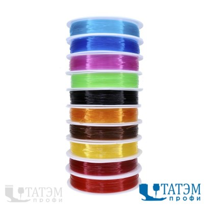 Нить эластичная для бисероплетения, диам. 0,7 мм, 11 м (упак 10 шт) цветная
