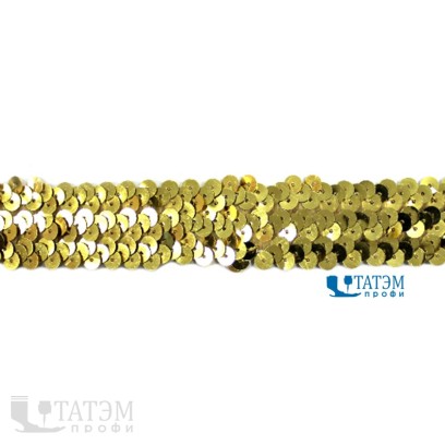 Тесьма отделочная эластичная 28 мм, арт. 9545 (9114), золото, уп. 15 ярд