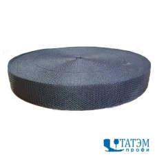 Лента ременная (стропа) 40 мм черная (рулон 25 м) суперплотная 70 г/м