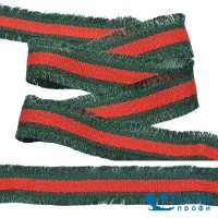 Тесьма с бахромой тканая 30 мм, арт. TBYF06, красный/зеленый уп. 13,71 м