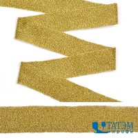 Тесьма трикотажная Лампас 25 мм, арт. KTS1425, золото, уп. 64 м