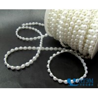 Полубусины на нити 6 мм жемчуг, уп 25 м