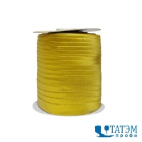 Косая бейка атласная 15 мм, золото, 132 м, КНР