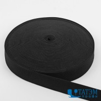 Резинка 40 мм вязаная, рулон 25 м, черная, КНР