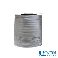 Косая бейка атласная 15 мм, серебро, 132 м, КНР