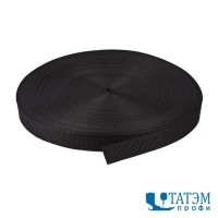 Лента ременная (стропа) 25 мм, 14 г/м, черная, рулон 50 м