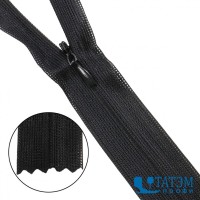 Молния спираль потайная, 20 см, черная, КНР